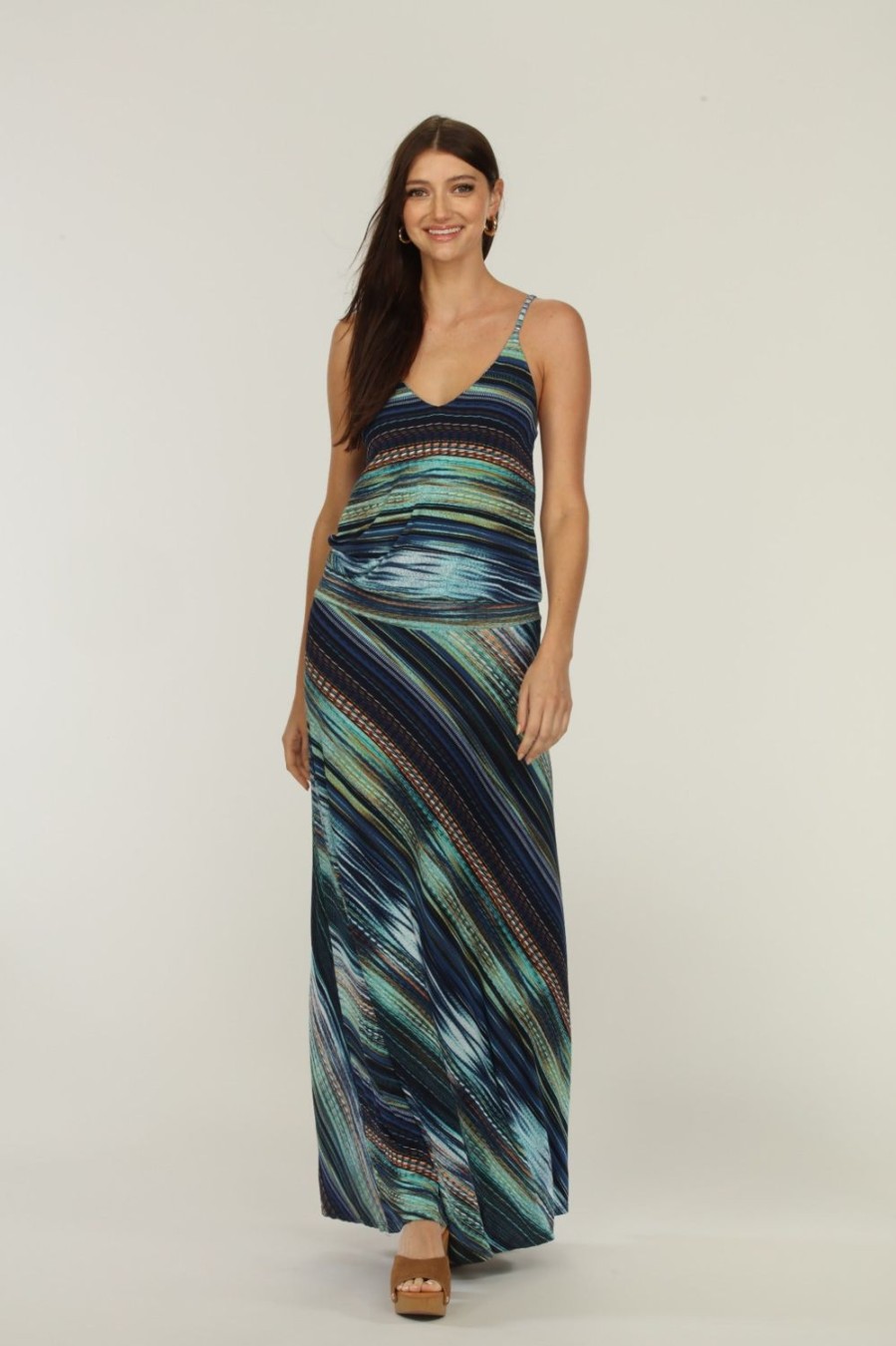 Clothing Veronica M Maxi Dresses | Solana Stretch Drop Waist Maxi Dress