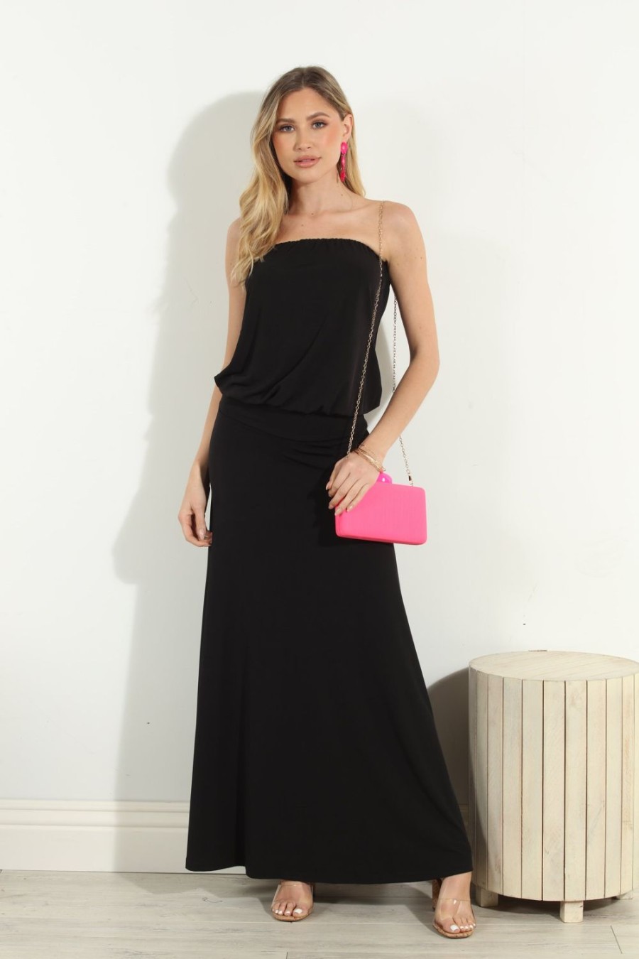 Clothing Veronica M Maxi Dresses | Black Strapless Maxi Dress-Best Seller