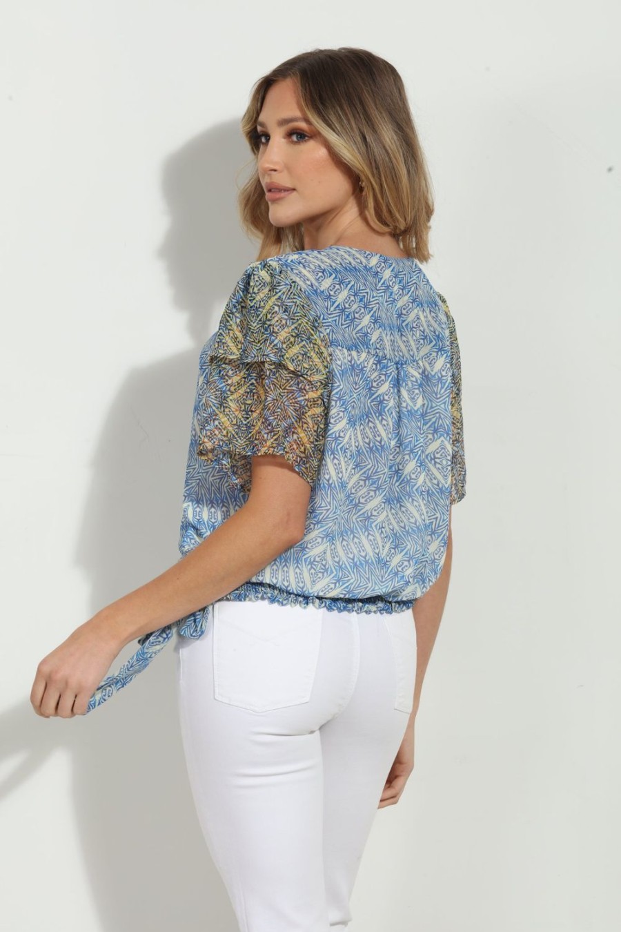 Vacation Veronica M | Tina Short Sleeve Flutter Wrap Blouse