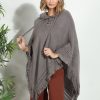 Clothing Veronica M Ponchos | Grey Cozy Tassel Poncho-Best Seller