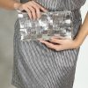 Accessories Veronica M | Remi/Reid Lindy Metallic Silver Woven Clutch