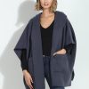 Clothing Veronica M Ponchos | Denim Blue Cozy Hooded Poncho-Best Seller