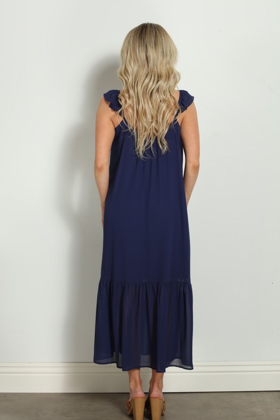 Vacation Veronica M | Navy Chiffon Midi Tank Dress Is