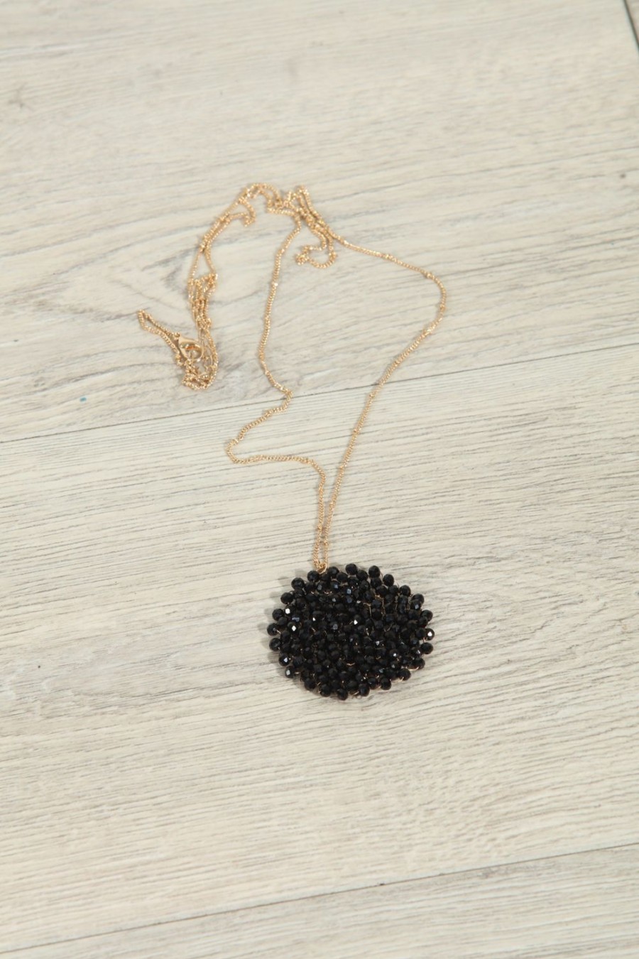 Accessories Veronica M | Black Sparkle Pendant Statement Necklace