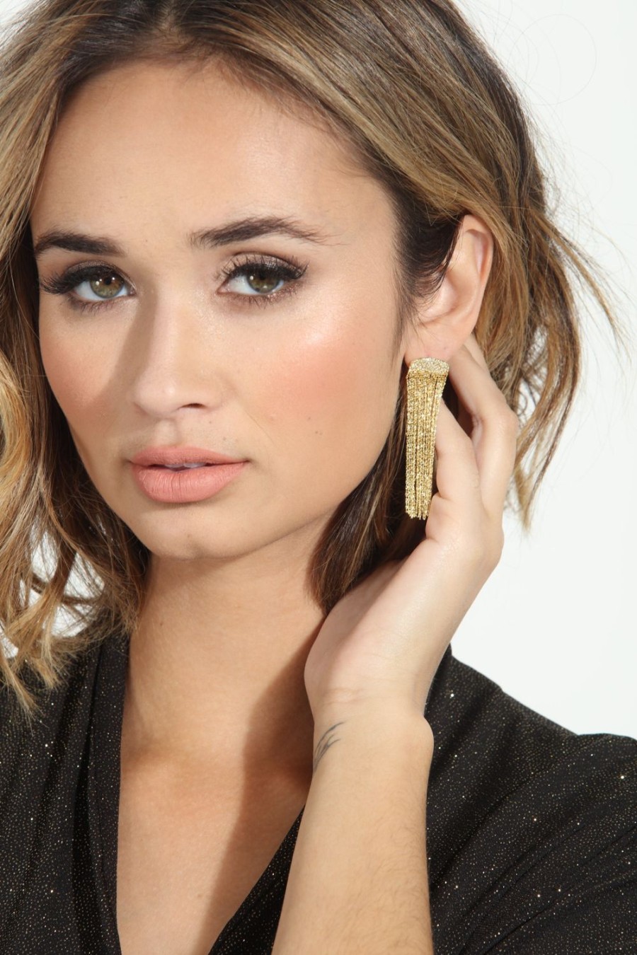 Accessories Veronica M | Gold Sparkle Waterfall Earrings-Best Seller