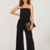 Clothing Veronica M | Black Strapless Drop Waist Jumpsuit-Best Seller