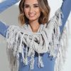 Accessories Veronica M | Grey Chenille Tassel Scarf