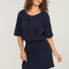 Clothing Veronica M Dropwaist Dresses | Navy Stretch Raglan Dropwaist Stretch Dress