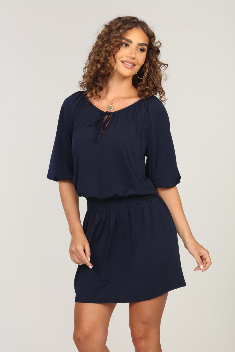 Clothing Veronica M Dropwaist Dresses | Navy Stretch Raglan Dropwaist Stretch Dress