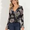 Clothing Veronica M Surplice Tops | Rosco Velvet Surplice Bell Sleeve Top-Best Seller