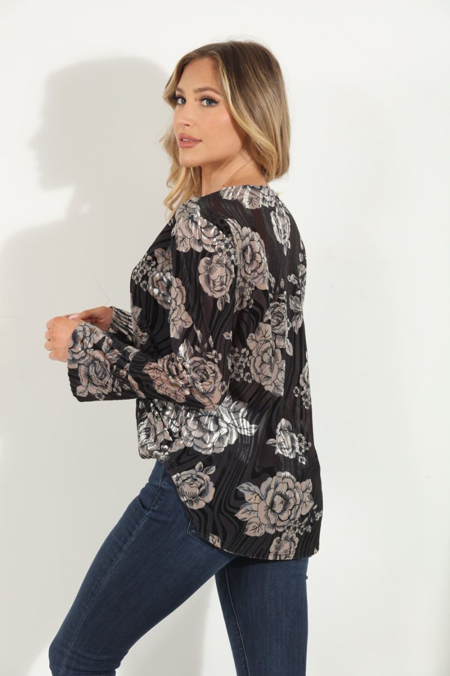 Clothing Veronica M Surplice Tops | Rosco Velvet Surplice Bell Sleeve Top-Best Seller