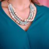 Accessories Veronica M | Turquoise And Tan 3-Layer Beaded Necklace