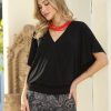 Clothing Veronica M Surplice Tops | Black Stretch Surplice Top