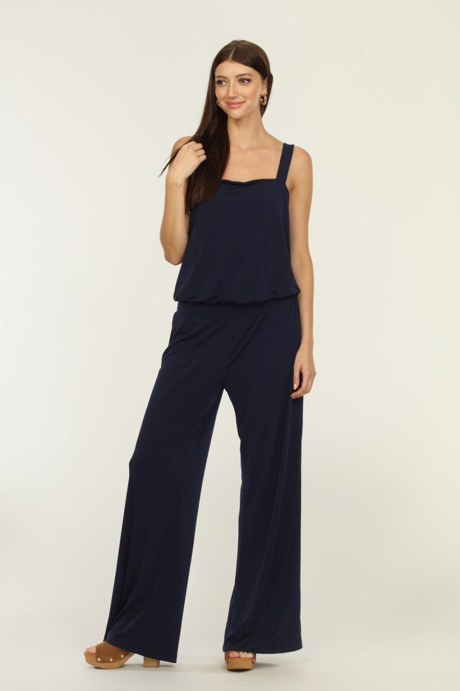 Clothing Veronica M | Navy Tank Jumpsuit