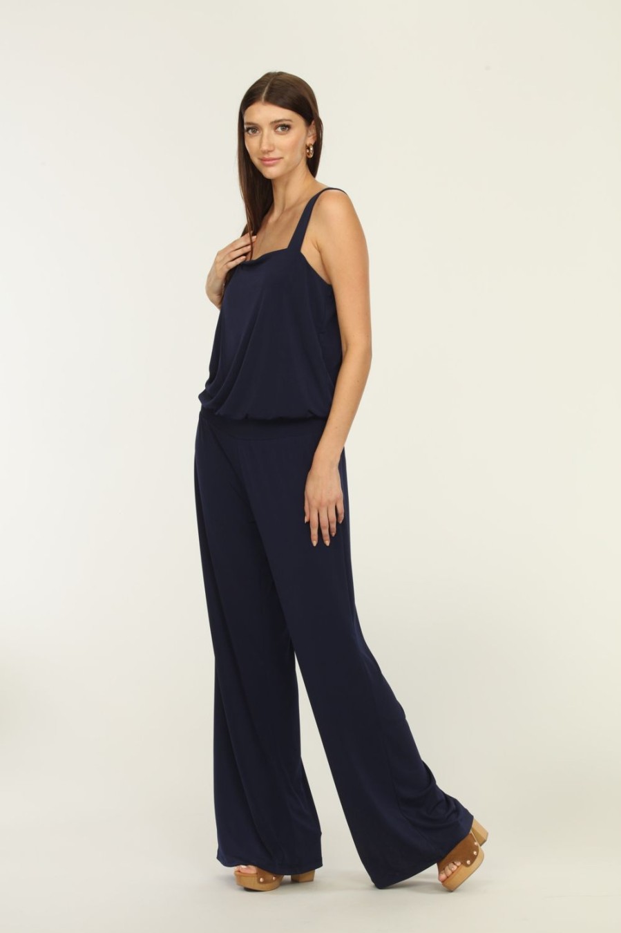 Clothing Veronica M | Navy Tank Jumpsuit