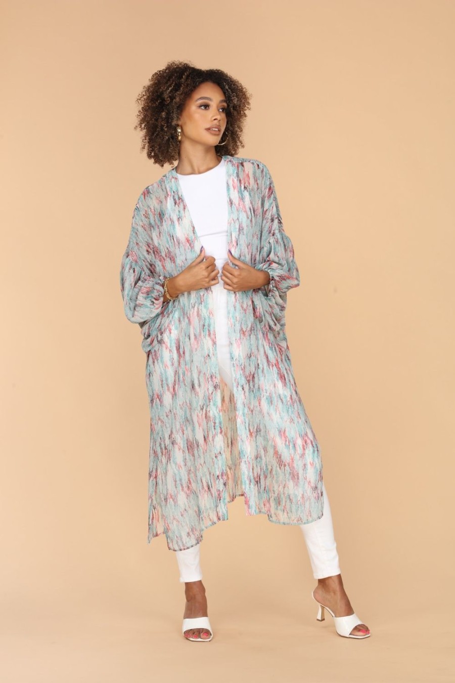 Clothing Veronica M Ponchos | Myranda Chiffon Midi Kimono