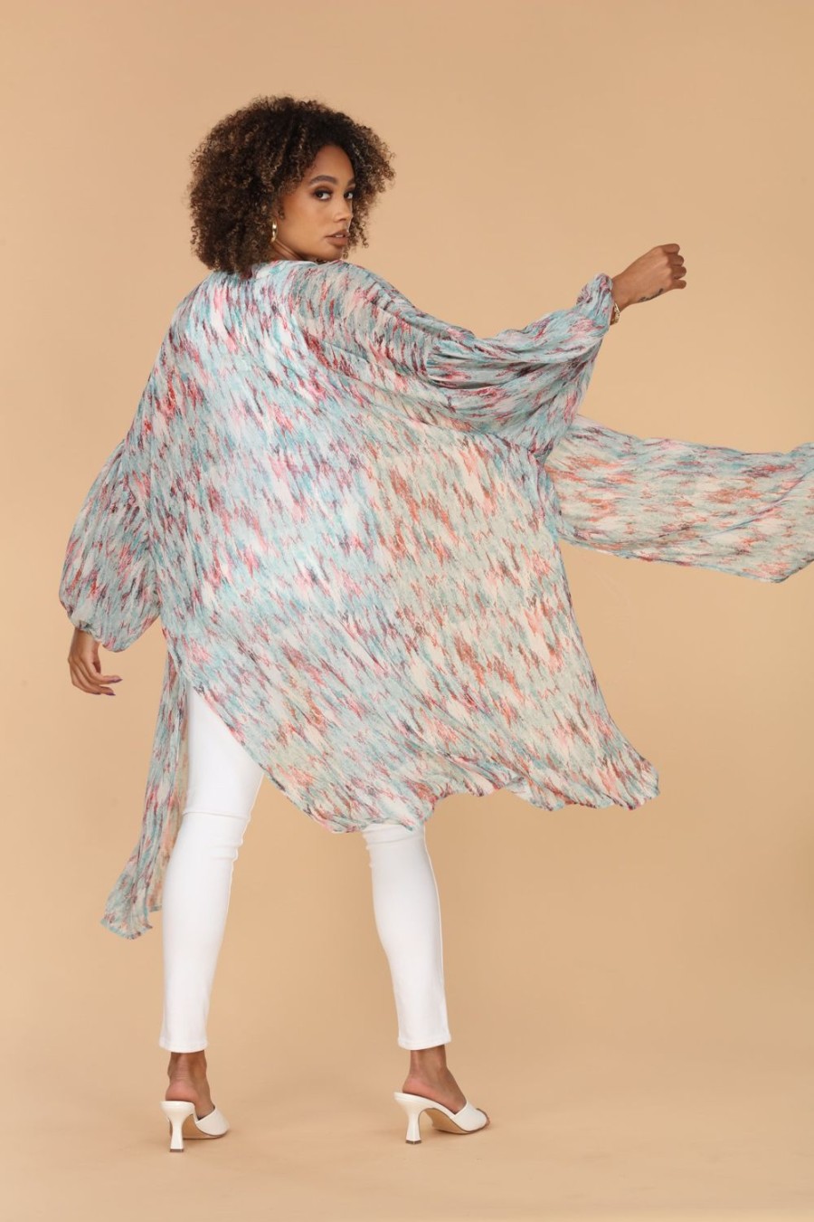 Clothing Veronica M Ponchos | Myranda Chiffon Midi Kimono