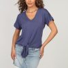 Vacation Veronica M | Denim Blue Tee With Front Tie