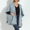 Clothing Veronica M Ponchos | Dusk Blue Cozy Hooded Poncho-Best Seller