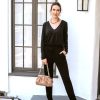 Vacation Veronica M | Black Long Sleeve V-Neck Stretch Jumpsuit