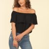 Clothing Veronica M Tanks & Strapless Tops | Onyx Ruffle Tube Top