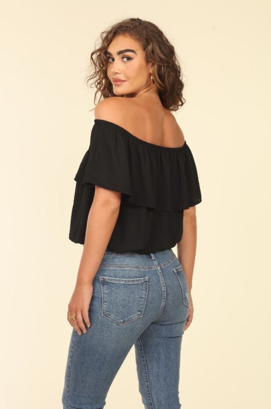 Clothing Veronica M Tanks & Strapless Tops | Onyx Ruffle Tube Top