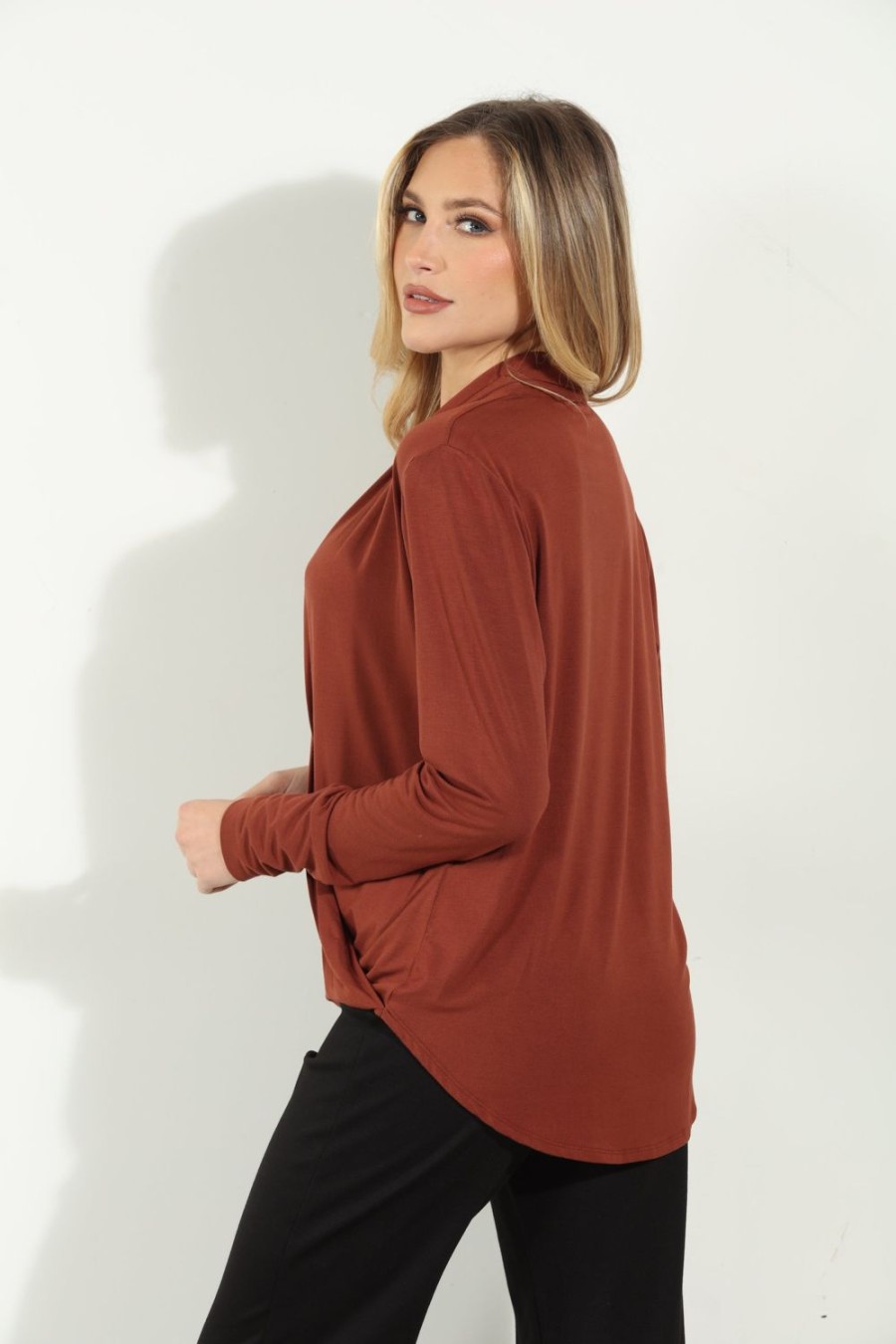 Clothing Veronica M Cupro Tops | Copper Cupro Draped Surplice Top - Best Seller