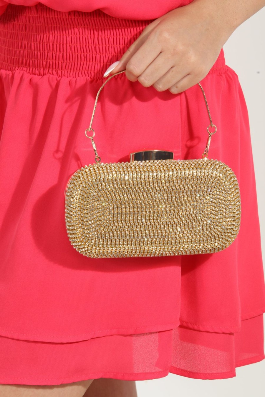 Accessories Veronica M | Julia Rhinestone Clutch- Gold