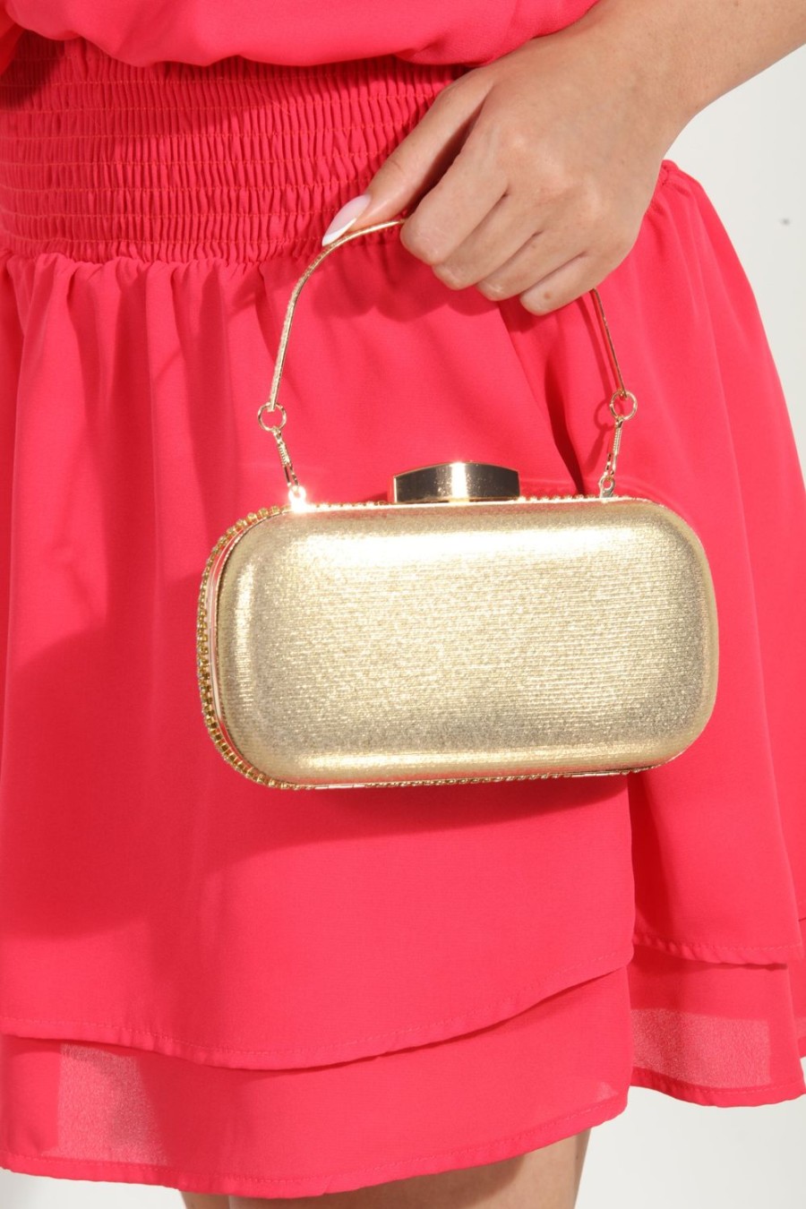 Accessories Veronica M | Julia Rhinestone Clutch- Gold