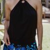 Vacation Veronica M | Black Stretch Top With Ring Halter