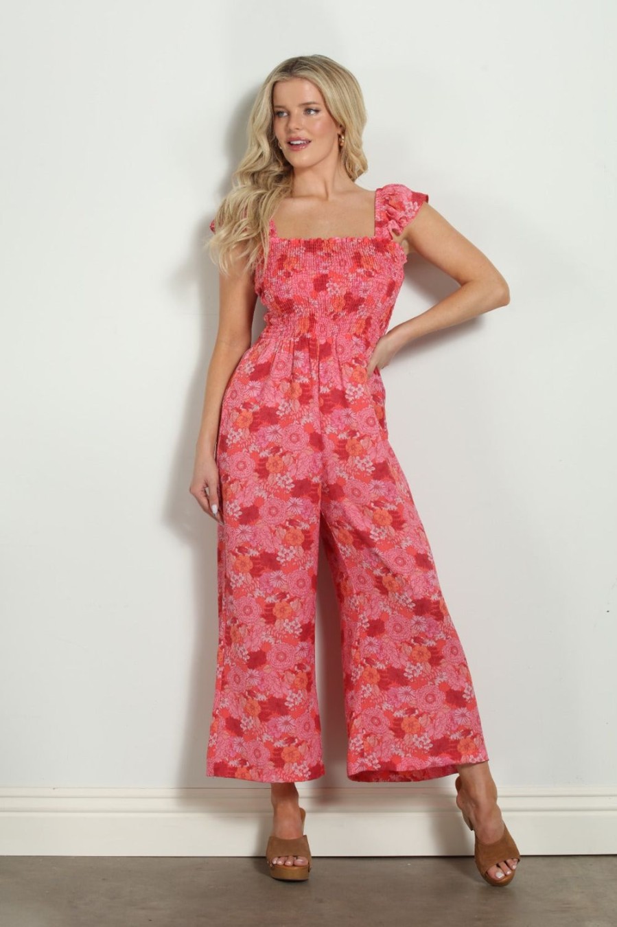 Clothing Veronica M | Syrus Smocked Jumpsuit