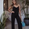 Vacation Veronica M | Black Cowlneck Wideleg Stretch Jumpsuit