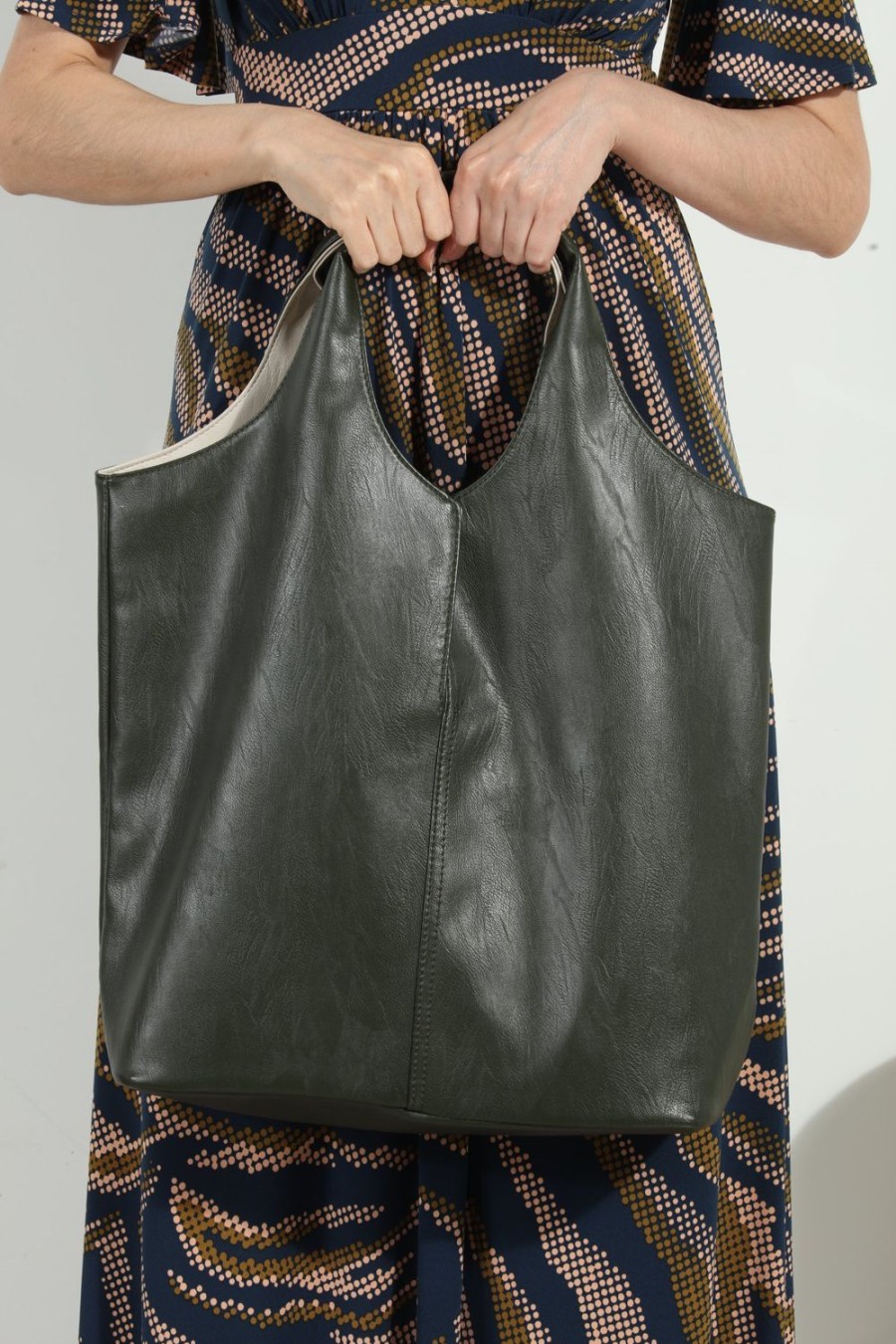 Accessories Veronica M | Olive Faux Leather Shoulder Tote