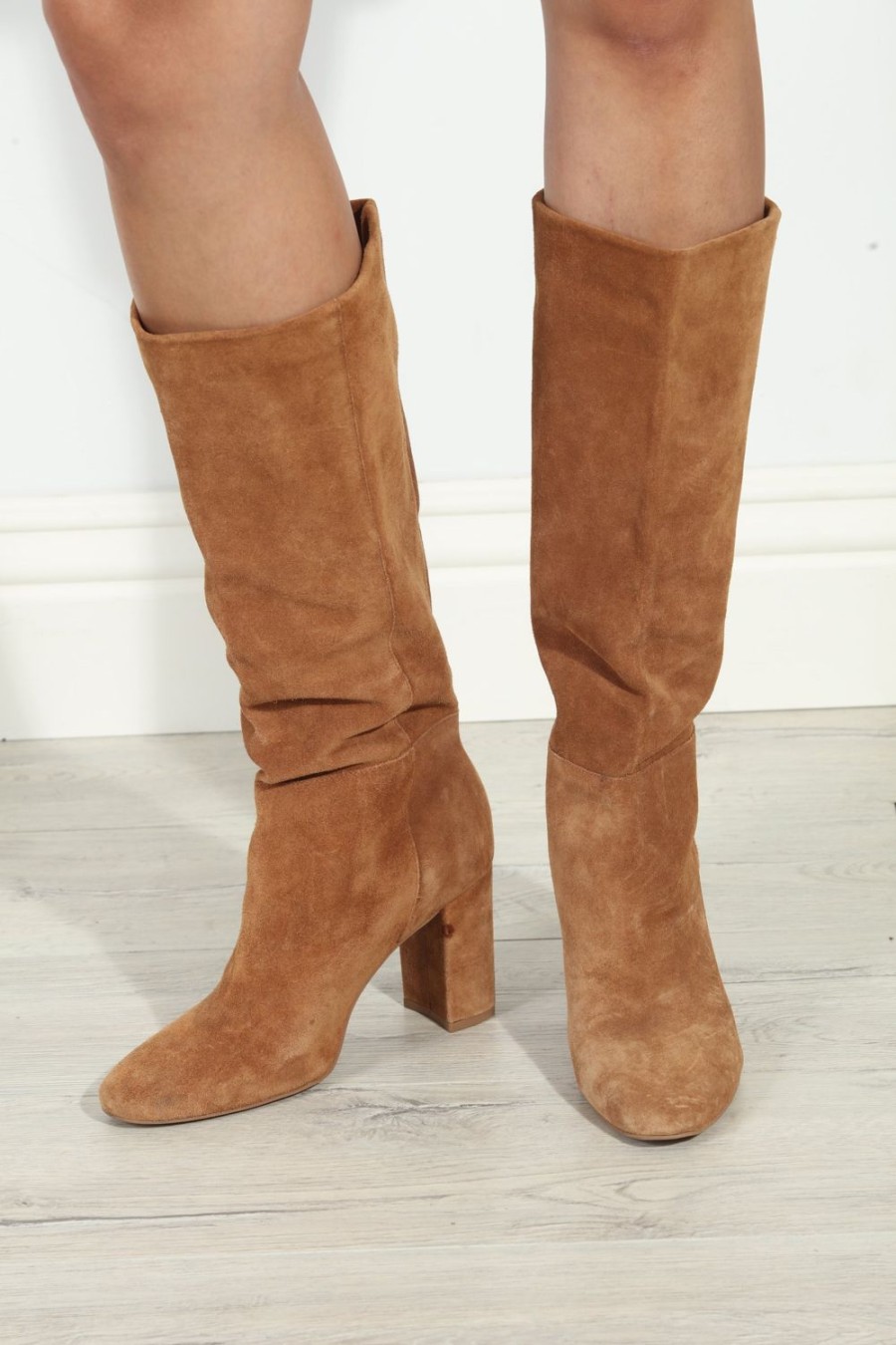 Accessories Veronica M | Krafty Suede Booties - Honey Brown -Best Seller