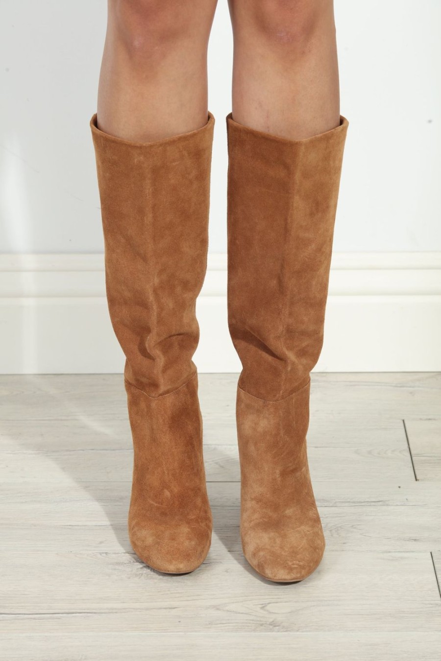 Accessories Veronica M | Krafty Suede Booties - Honey Brown -Best Seller