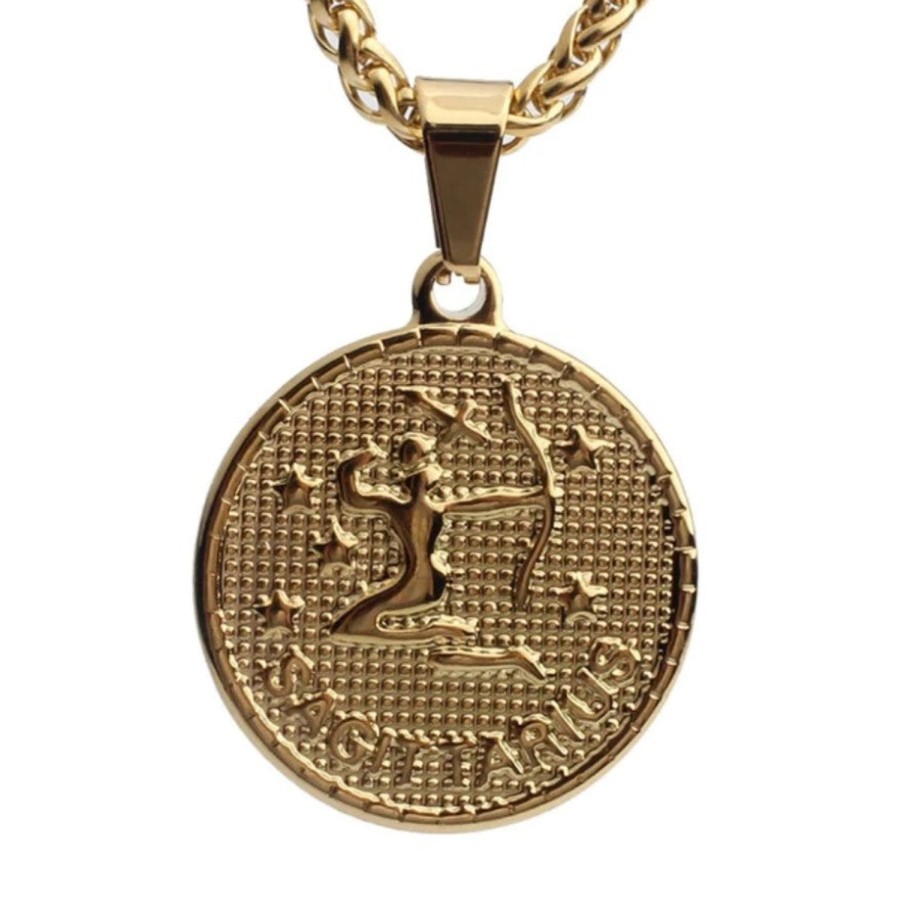 Accessories Veronica M | Zodiac Coin Necklace 18K Gold