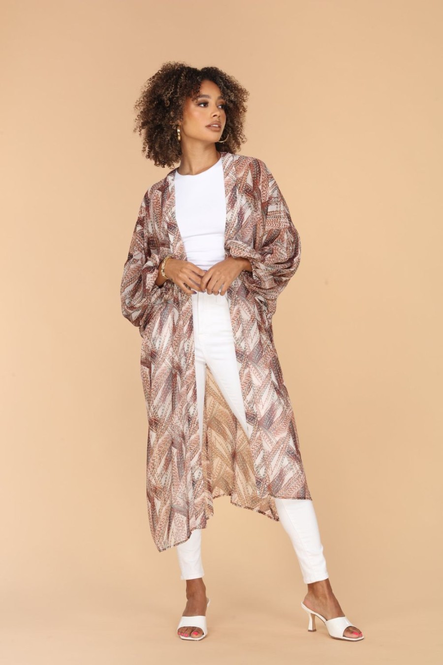 Clothing Veronica M Ponchos | Zimba Chiffon Midi Kimono