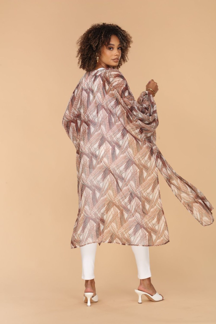 Clothing Veronica M Ponchos | Zimba Chiffon Midi Kimono