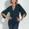 Clothing Veronica M Cupro Tops | Emerald Cupro Kimono Banded Top-Best Seller