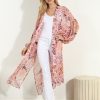 Clothing Veronica M Ponchos | Fleur Chiffon Midi Kimono