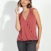 Clothing Veronica M Cupro Tops | The Everyday Cupro Surplice Tank- Sangria- Best Seller