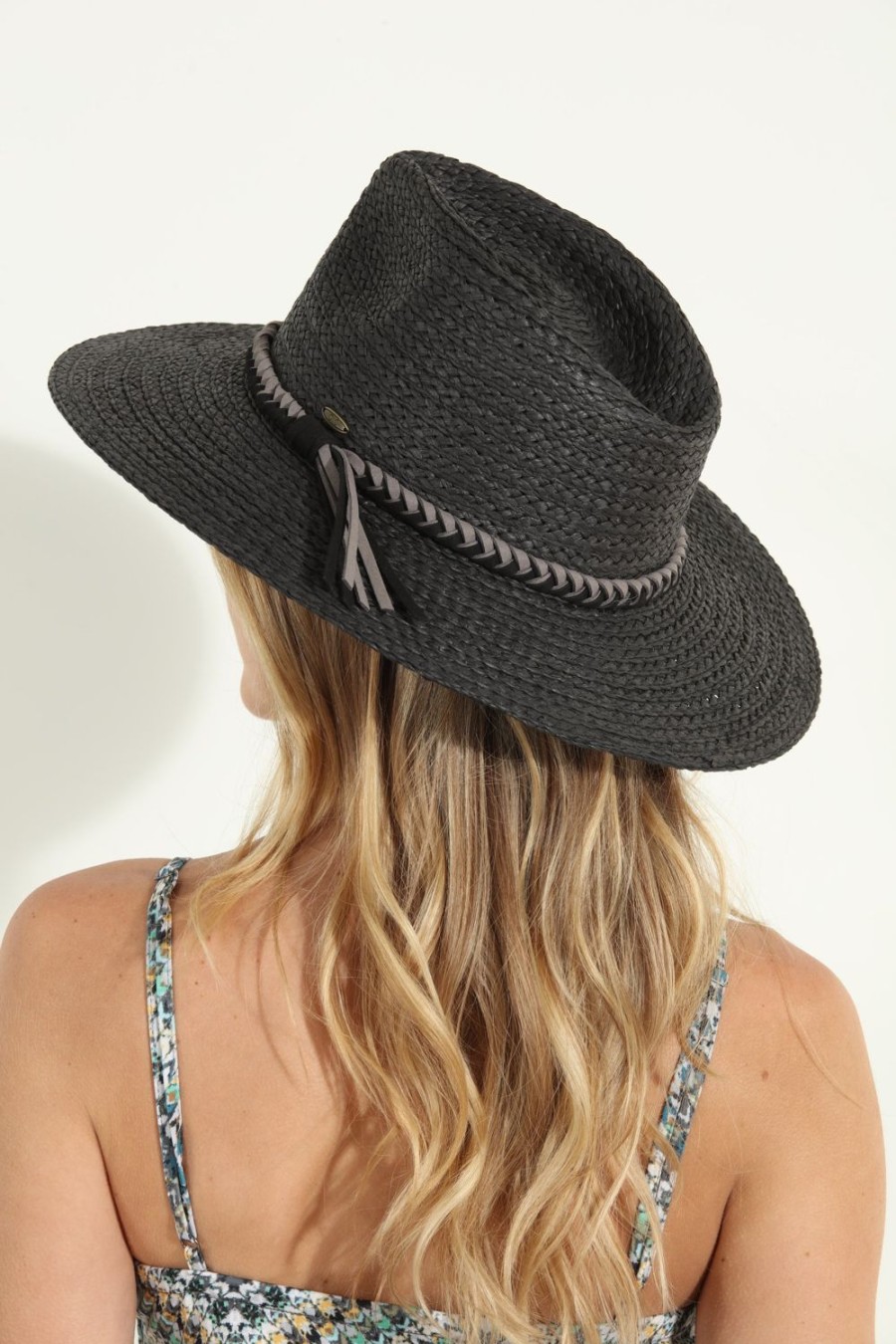 Accessories Veronica M | Salinas Black Woven Hat-Best Seller