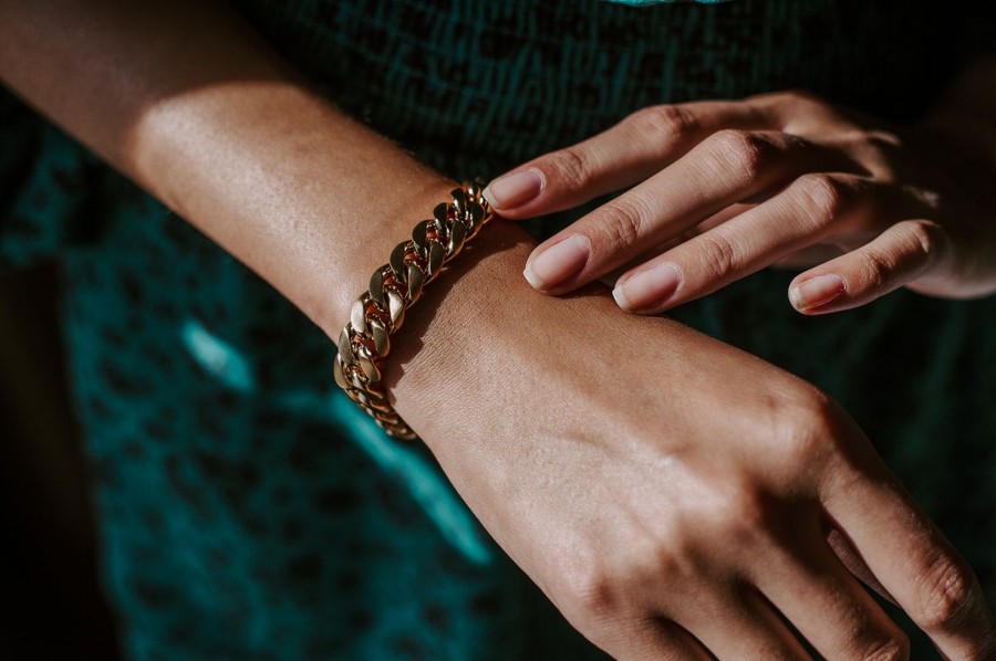 Accessories Veronica M | Sahira Chunky Gold Chain Bracelet- 18K Gold Plated