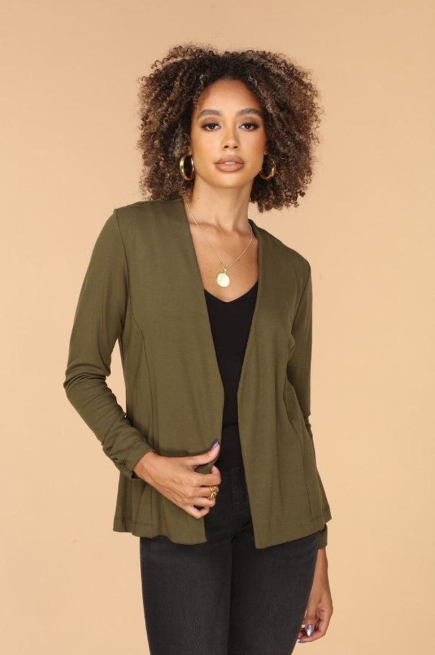 Clothing Veronica M Jackets + Blazers | Olive Soft Ponti Jacket - Best Seller