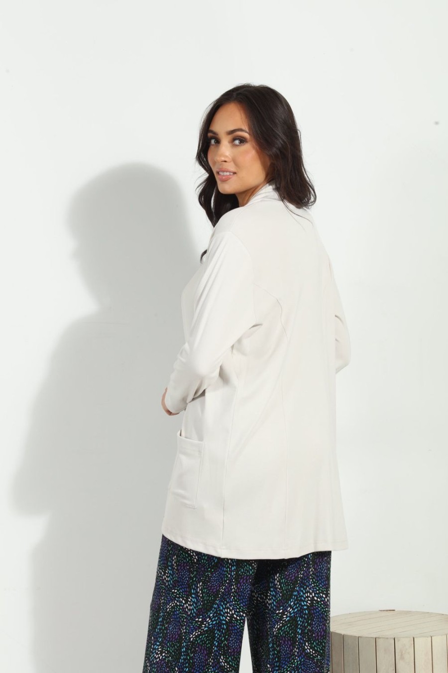 Clothing Veronica M Jackets + Blazers | Ivory Yummy Soft French Terry Shrug