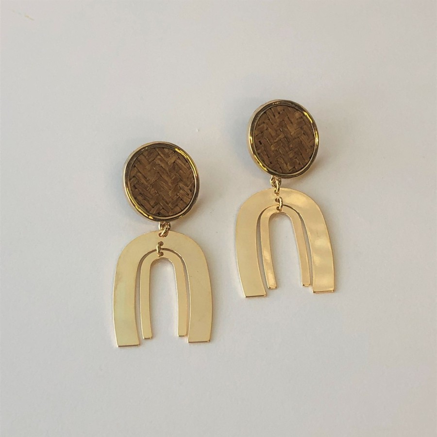 Accessories Veronica M | Gold And Woven Drop Earrings -