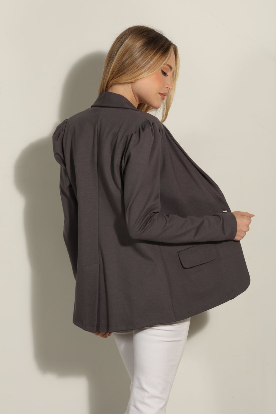 Clothing Veronica M Jackets + Blazers | Gunmetal Ponti Blazer