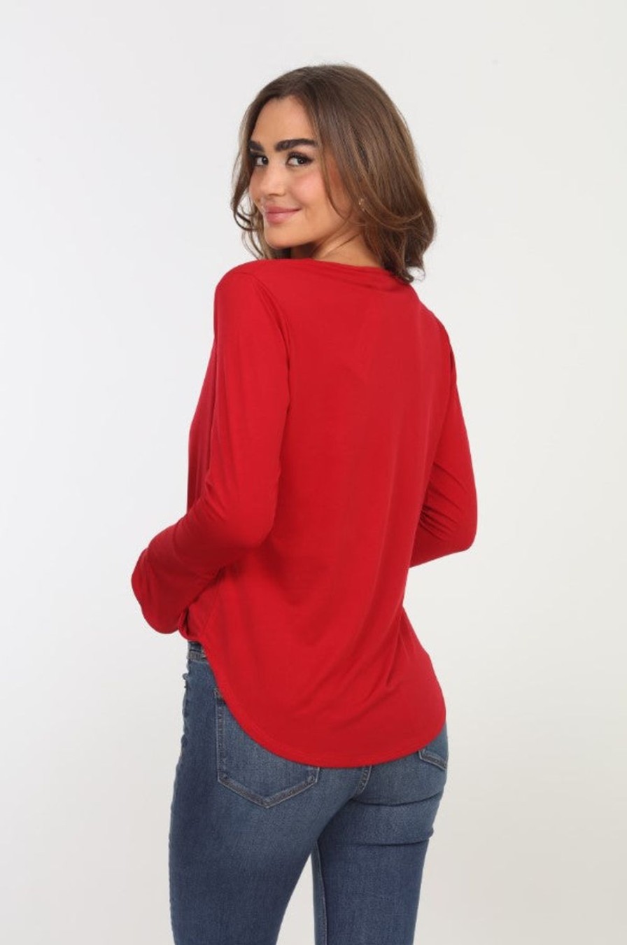 Clothing Veronica M Surplice Tops | Cranberry Surplice Bell Sleeve Top - Best Seller