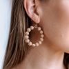 Accessories Veronica M | Tan Circle Hoop Earrings -