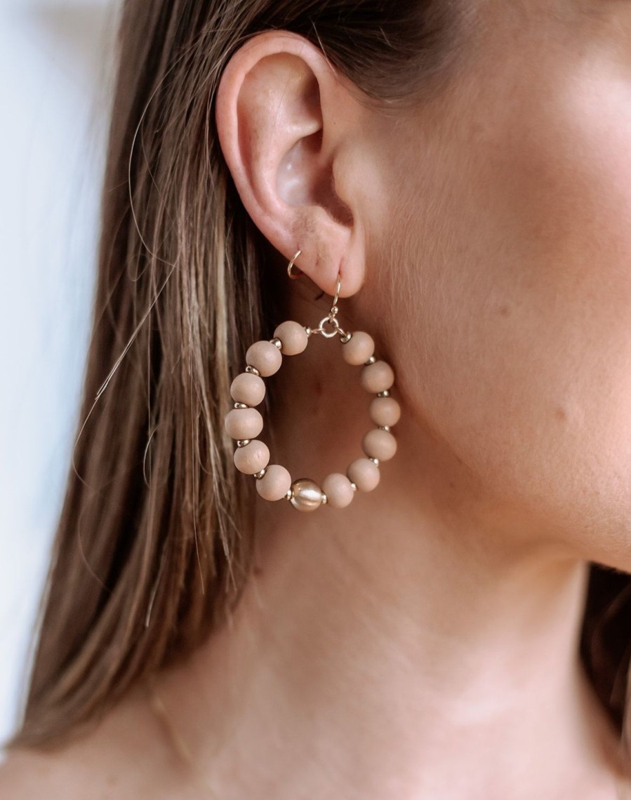 Accessories Veronica M | Tan Circle Hoop Earrings -